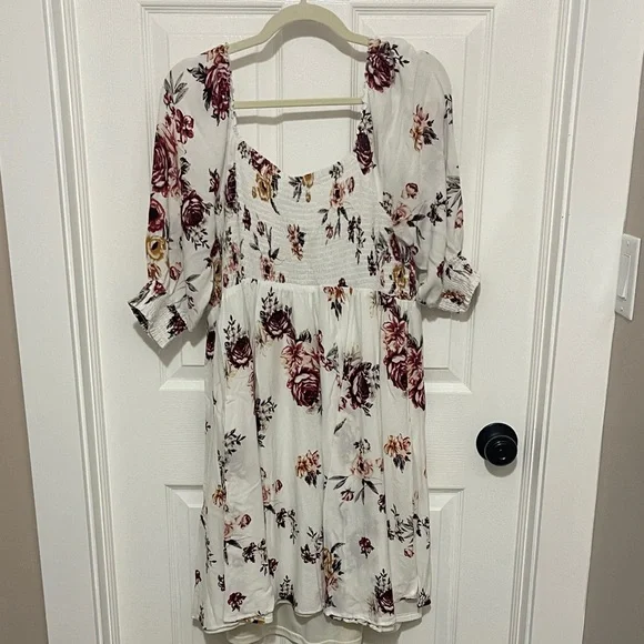 Torrid Floral White and Purple Dress - Picture 2 of 3